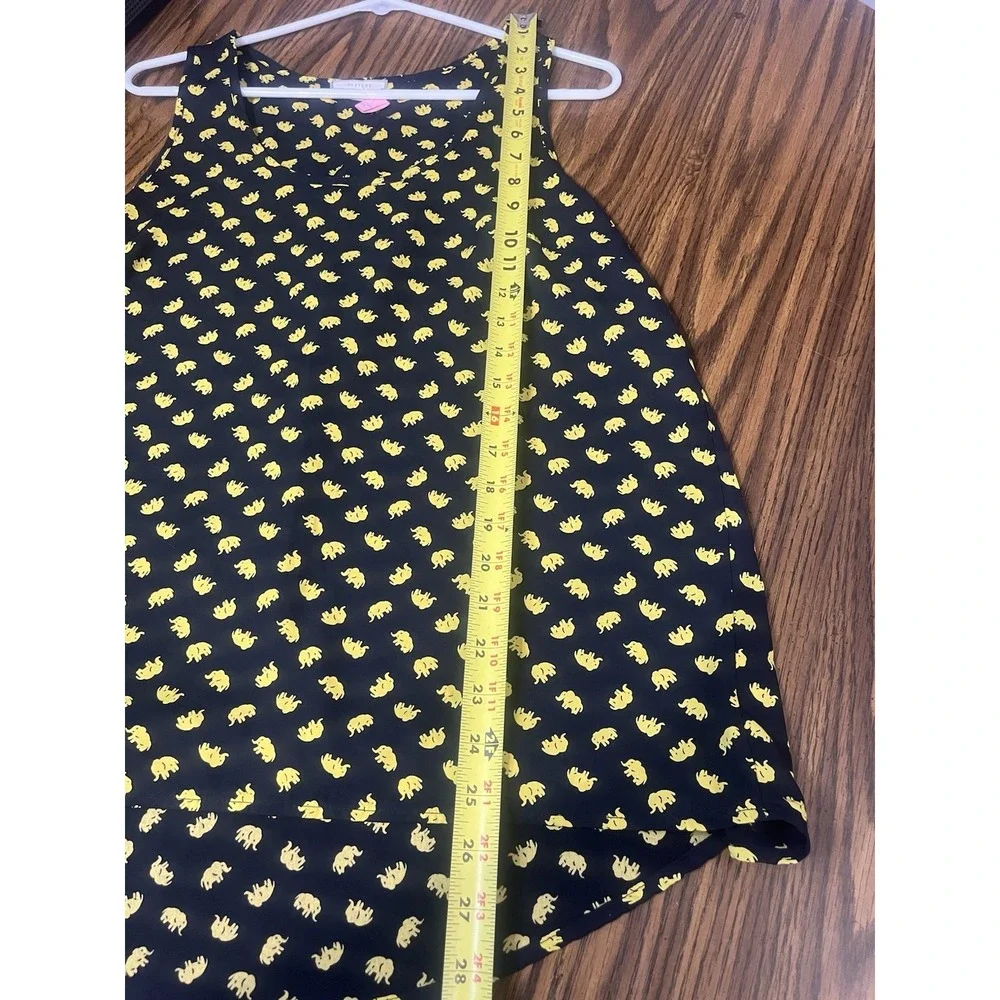 Pleione Elephant Print Tank-Navy Blue/Yellow-Size Medium